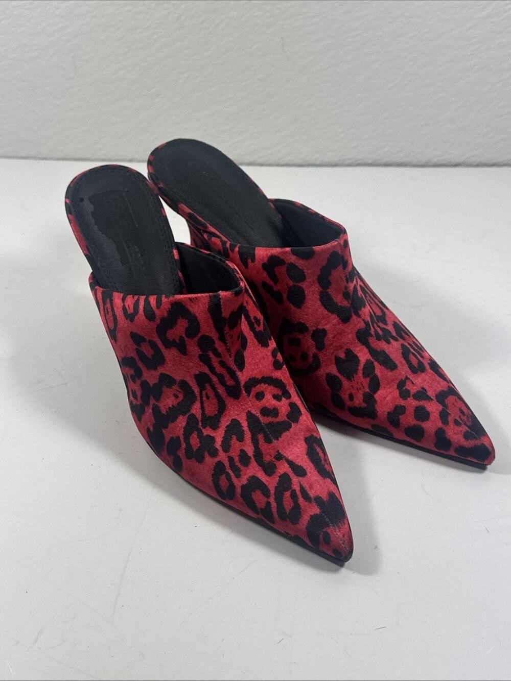 Soso Red Leopard Print Mule Slip on Shoes Size 5